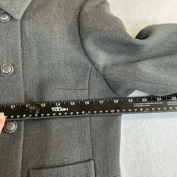 Vintage Betty Rose Gray Wool Jacket Double Breasted 1960s Mod Coat Damage - Picture 10 of 16